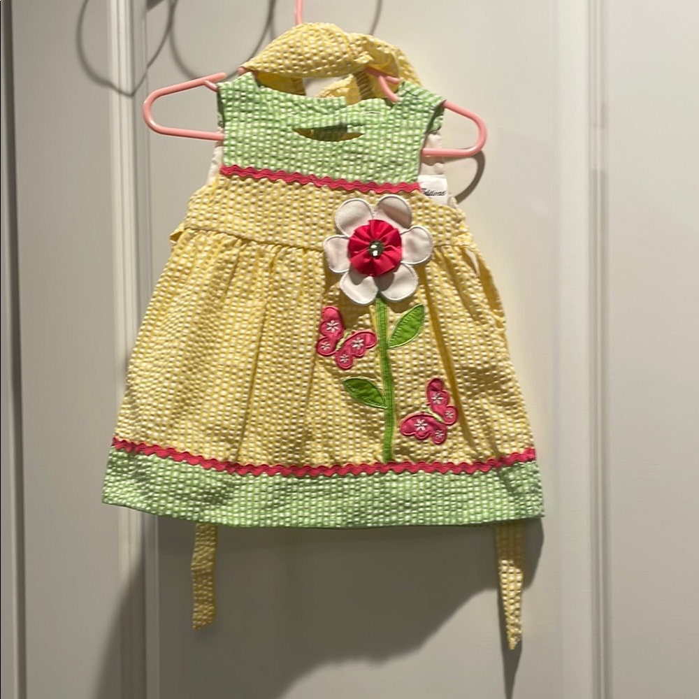 Rare Editions Yellow and Green Baby Dress